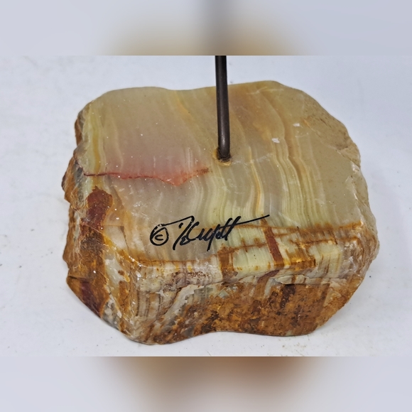 Vintage John Demott Signed Brass Seagull On Stone Base - Picture 5 of 5